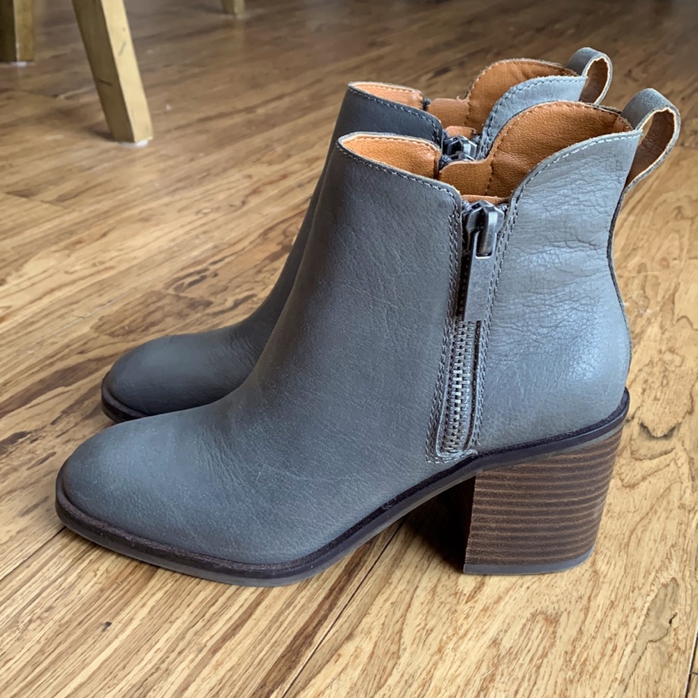Lucky Brand leather block heeled booties